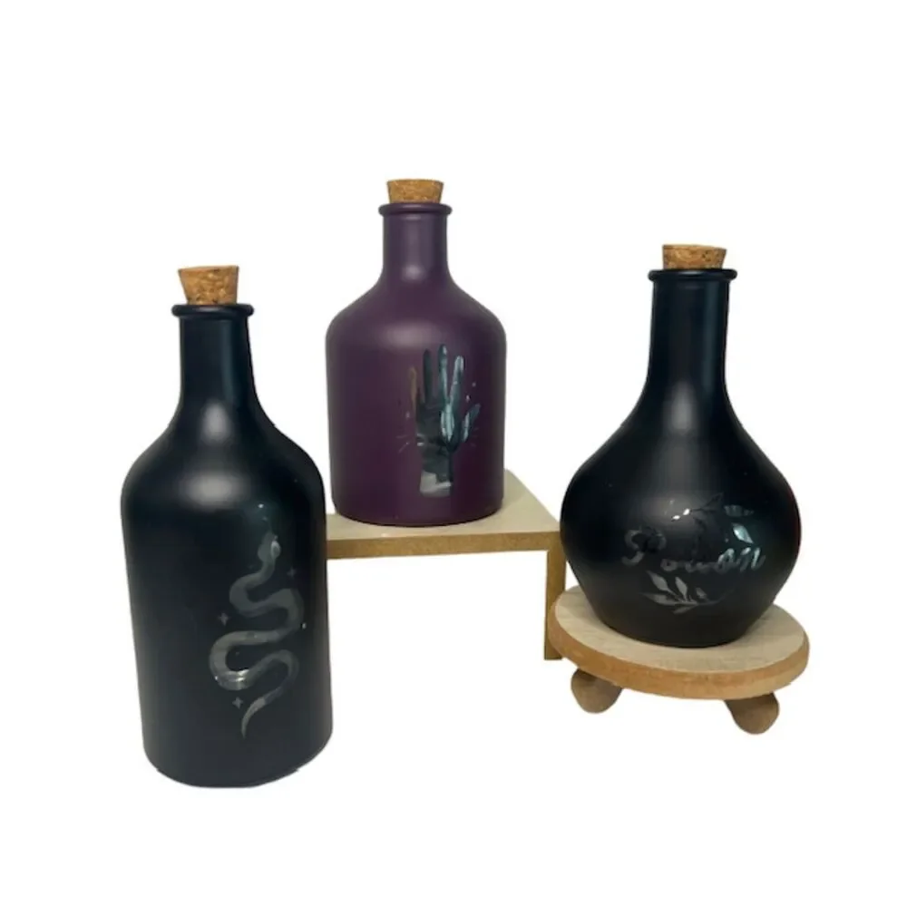 Target LED Color Changing Witch's Brew Potion Bottles 2 Black, 1 Purple NEW